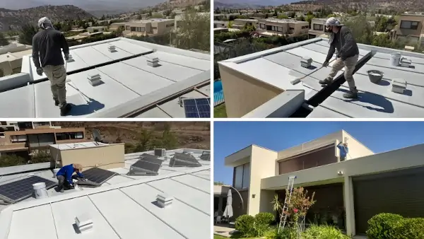 Impermeabilización de techo de zinc con membrana líquida en Lo Barnechea para eliminar filtraciones de agua lluvia