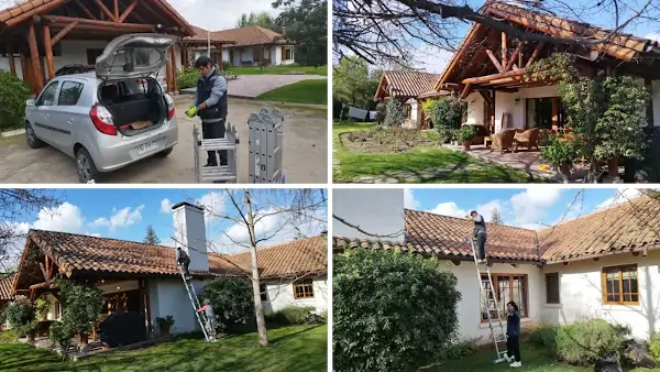 Mantención de techo de tejas en parcela en Linderos en vivienda de alto estándar