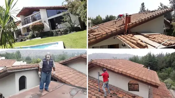 Mantención de techos de tejas en Las Condes en vivienda de alto estándar