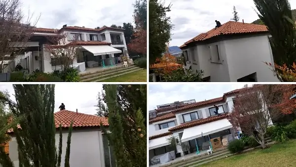 Reparación de techo de teja colonial en Las Condes en vivienda de alto estándar