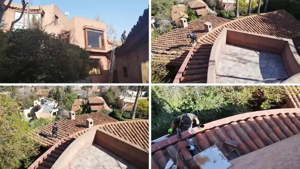 Reparación de techo de tejas de arcilla en Las Condes en vivienda de alto estándar
